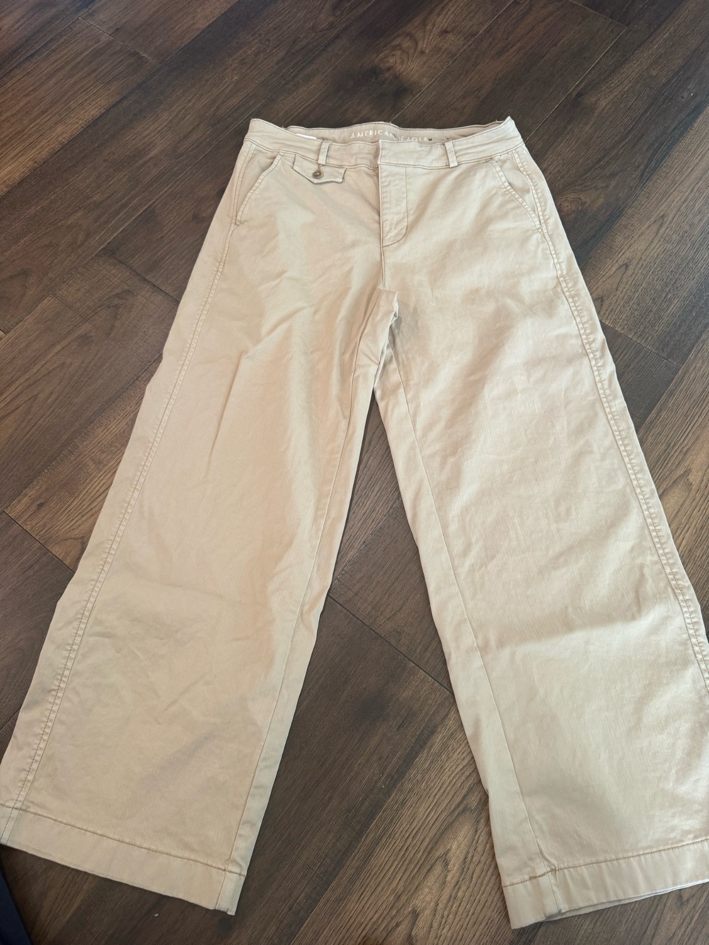 American Eagle Outfitters Beige Wide-Leg Chino Pants